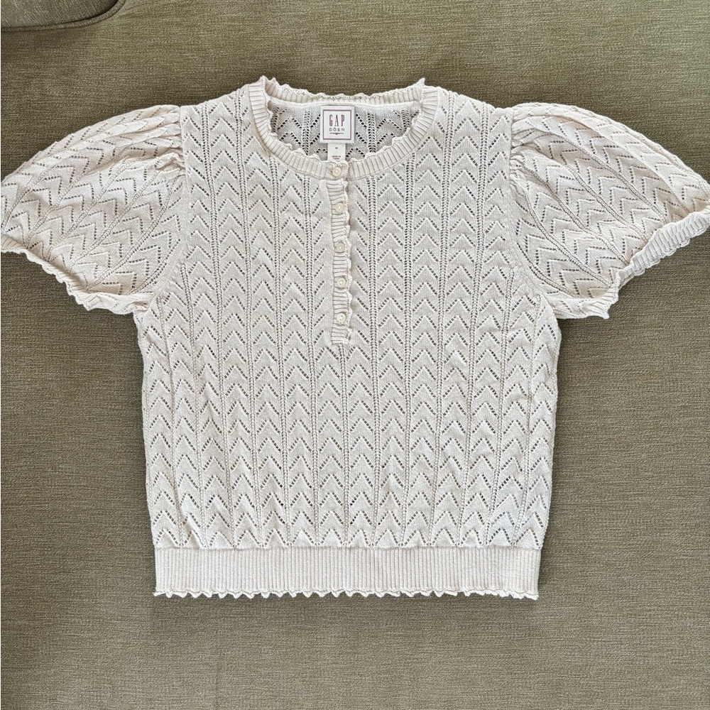 Doen x Gap Linen Blend Pointelle Sweater M - Picture 4 of 8